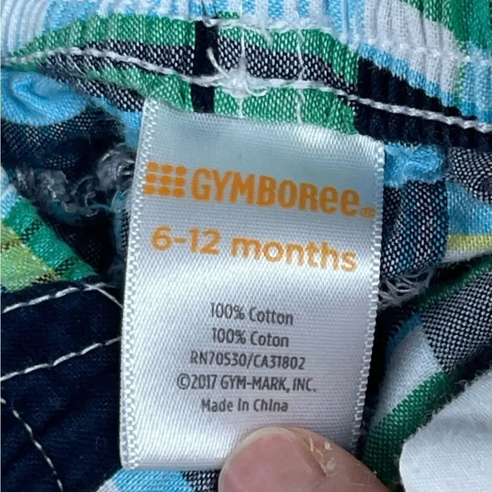 Gymboree Blue Plaid Shorts Baby Boy Size 6-12 Months Elastic Waistband Preppy